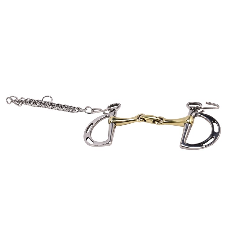Tige Cuivre Effet Levier Faible Mors De Cheval En Acier Inoxydable Avec Tige En Cuivre - Diamètre Anneau 65 Mm, Taille Bouche 125 Mm Mors Effet Levier Faible Doux
