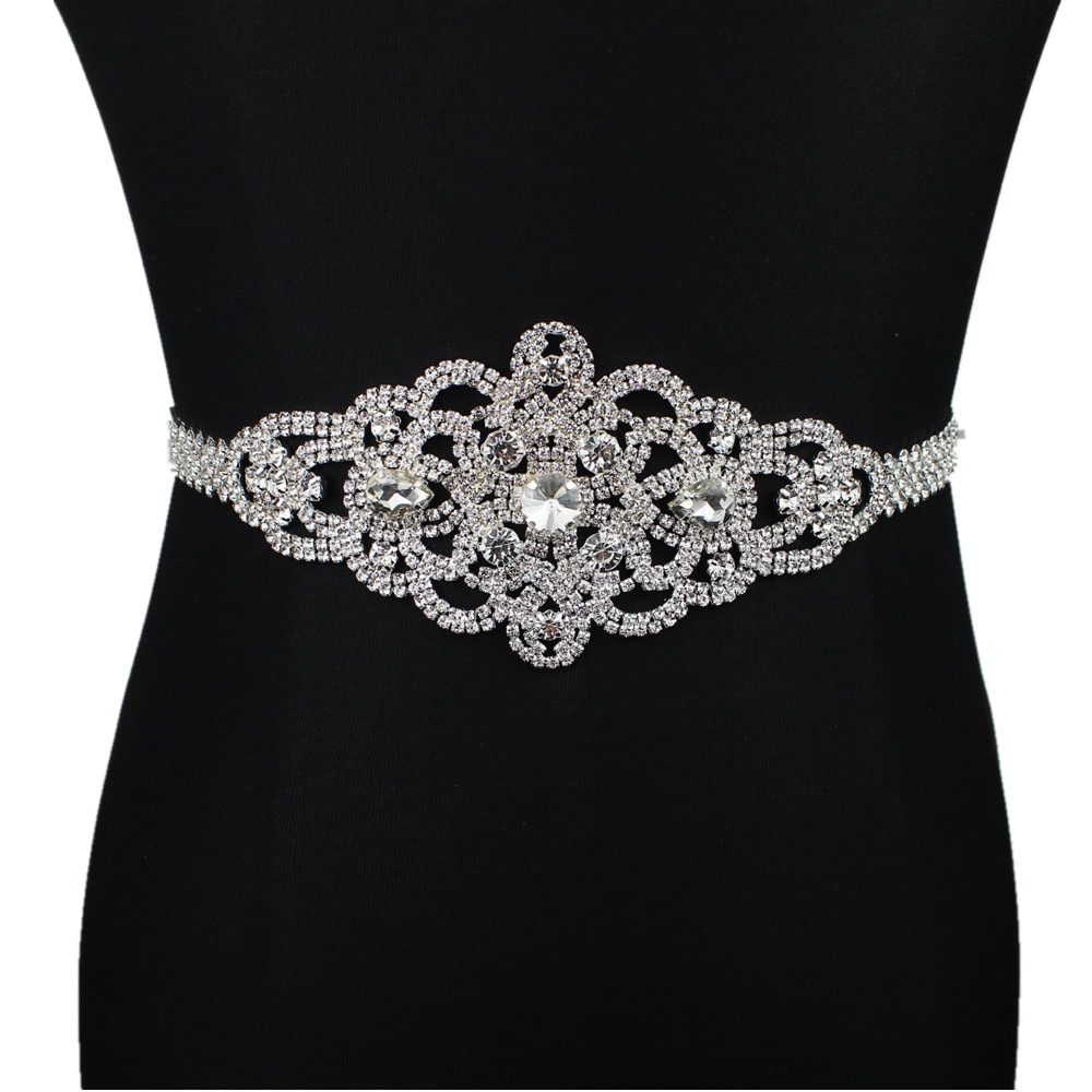 Bridal Belts with Silver Diamond Crystal Bridal Wedding Accessories Belts for Women Wedding Gown