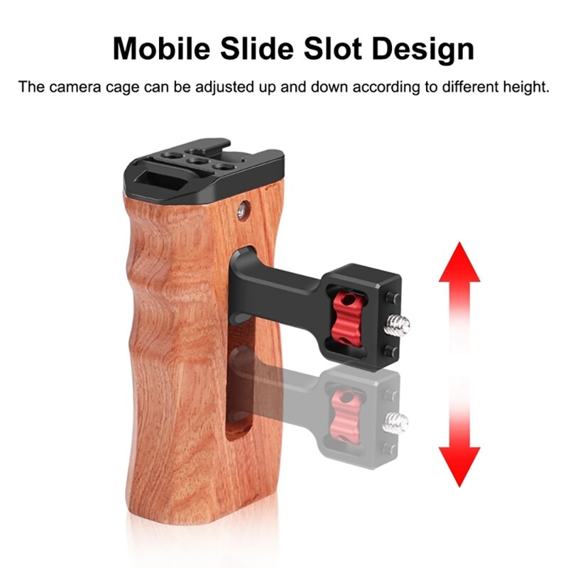 Universele Camera Houten Side Handvat Met Koud Shoe Mount Voor Camera Kooi Stabilizer 1/4 Inch Schroef