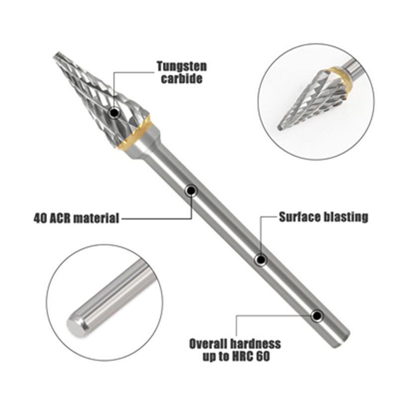 3mm Shank Cutter Tungsten Carbide Milling Cutter Bit Rotary Tool Burr Double Single Cut for Metal Wood Plastic Stone Grinding
