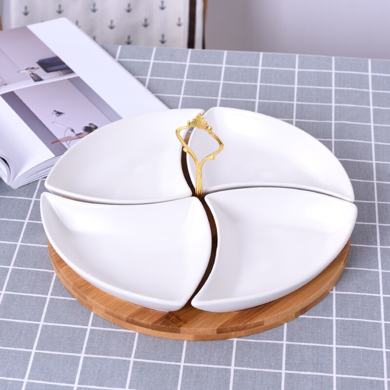 Multifunctionele keramiek Fruitschaal dessert Dessert Dienblad Plaat Snack Schotel 6 Compartimenten Creatieve Home Decoratie trinket dish