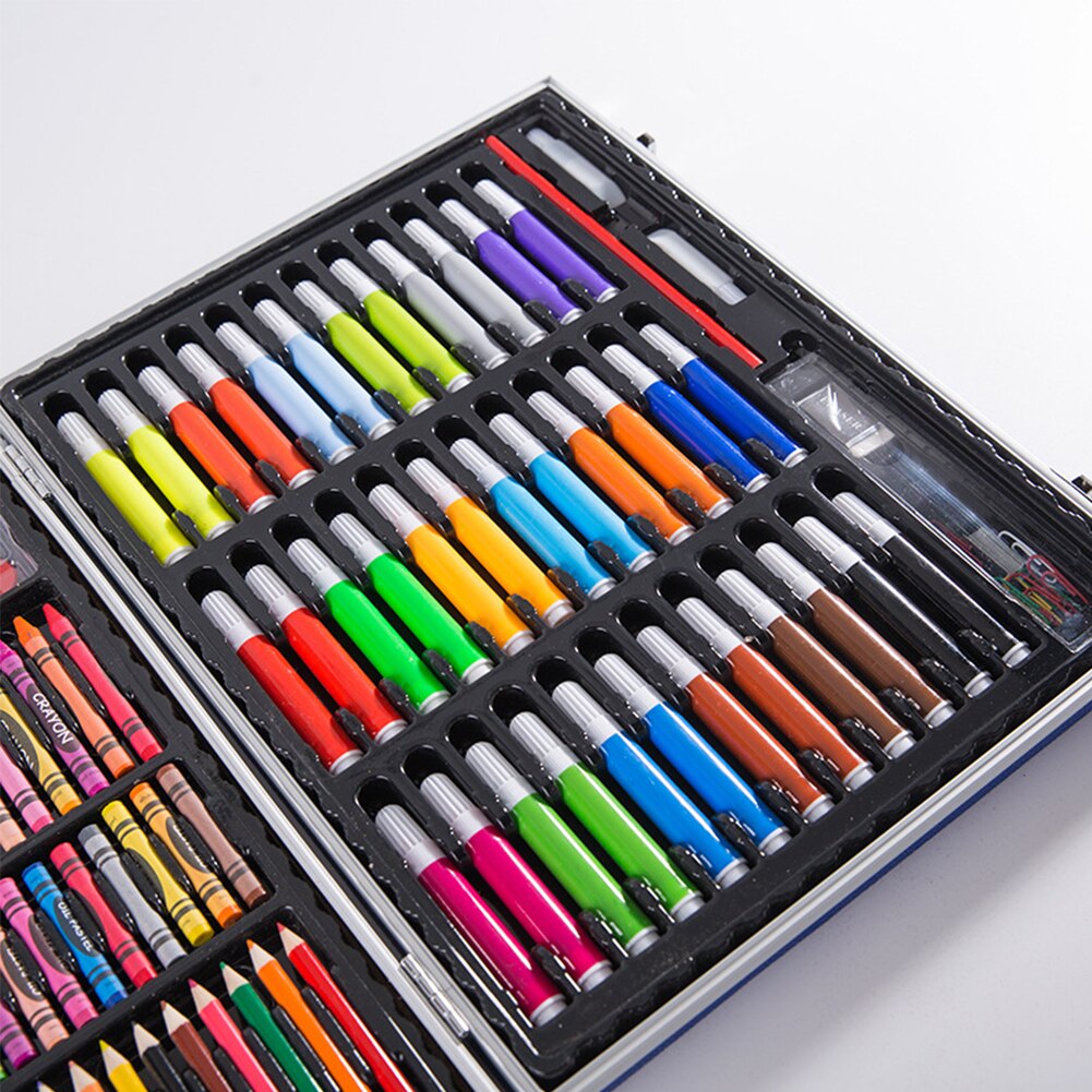 150pcs Painting Set Artist Student Watercolor Brush Aluminum Box Drawing Tools Crayon Art Birthday School Children Supplies