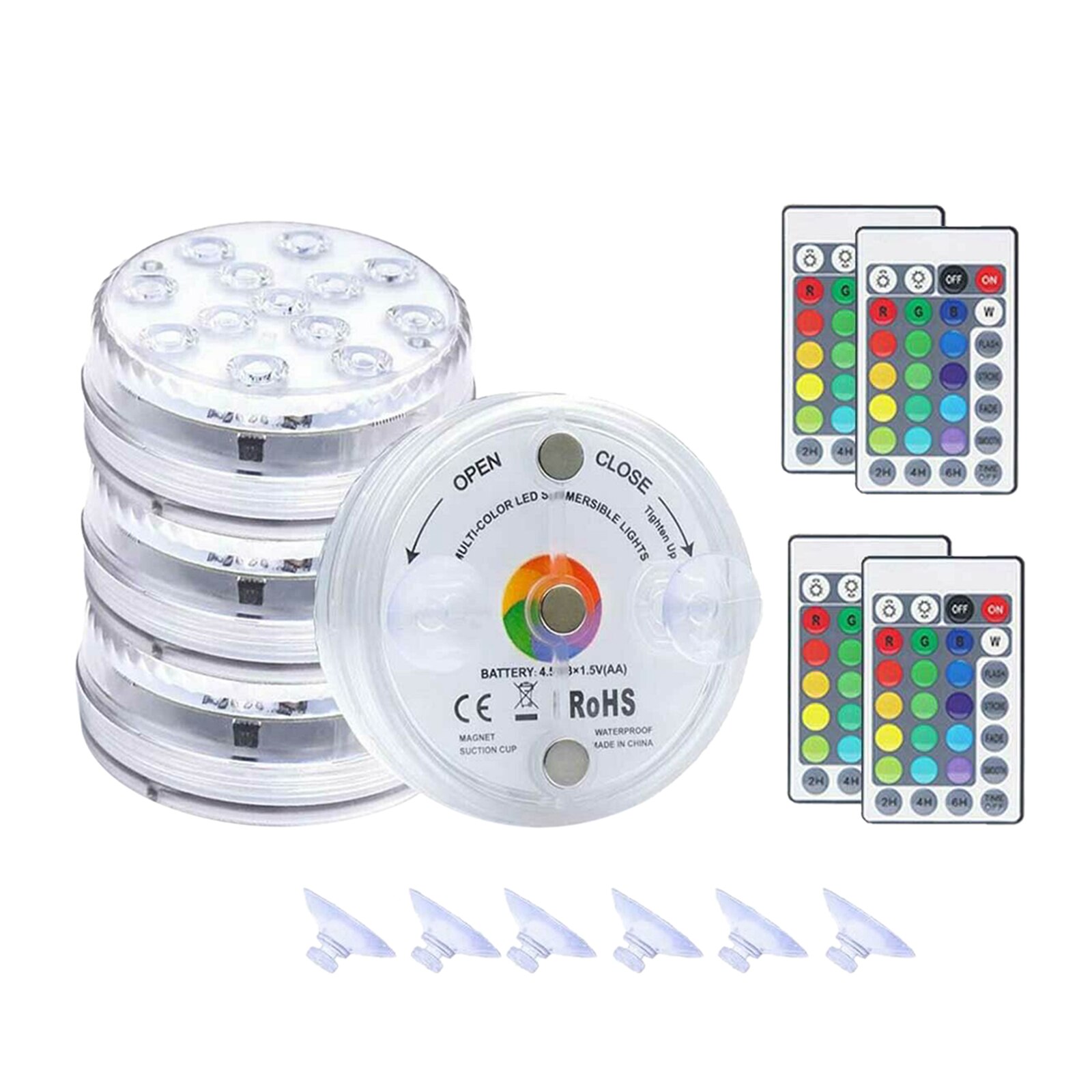 Zwembad Licht Rgb Kleur Veranderende IP68 Waterdicht Zuignap Onderwater Lamp Voor Aquarium Vijvers Tanks Party Decor: 4 Sets