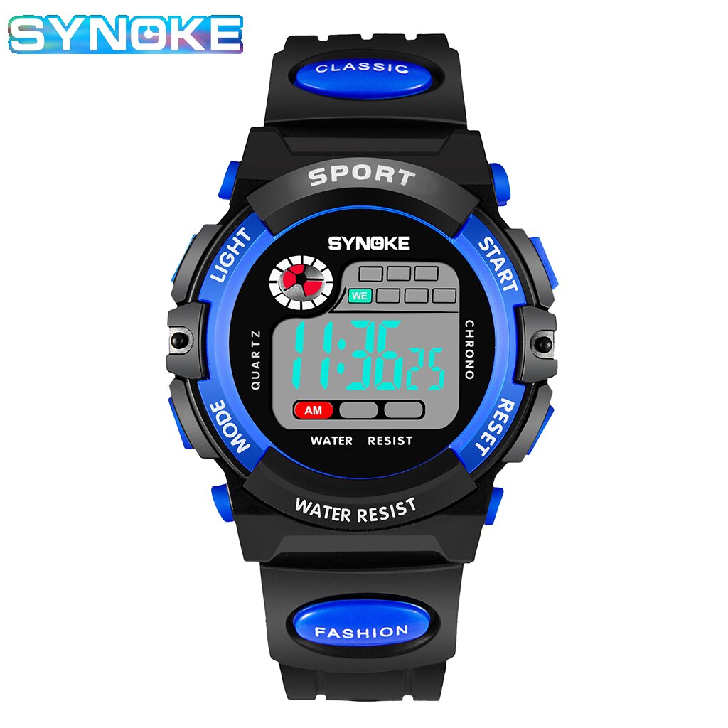 SYNOKE Student Kids Digitaal Horloge Sport Waterdicht Jongen Elektronisch Horloge Schokbestendig Multifunctioneel Lichtgevende Mode