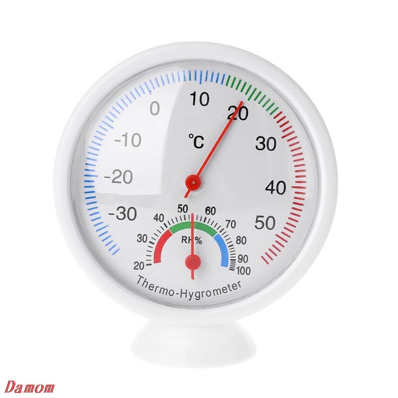 Indoor Outdoor Thermometer Humidity Meter Clock-shaped Temperature Hygrometer