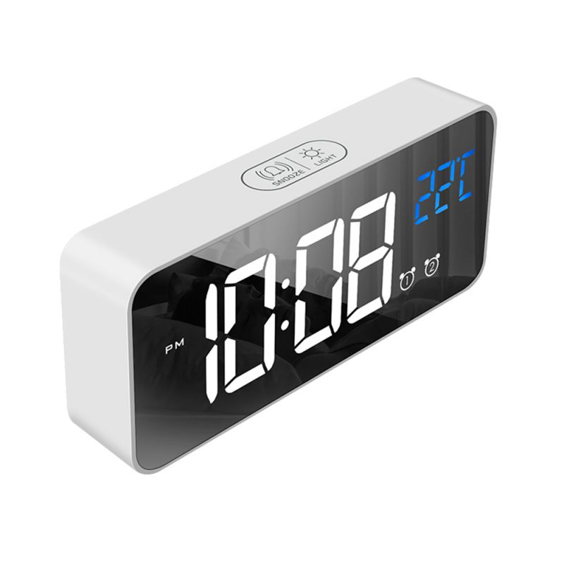 Reloj despertador USB duradero LED despertador Digital Control de voz inteligente Visualización de temperatura relojes electrónicos decoración del hogar: C