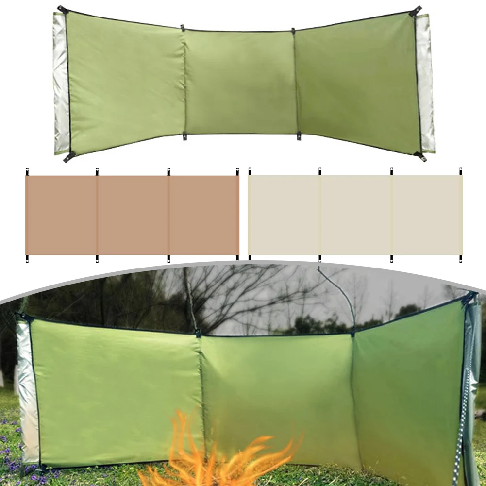 Outdoor-Windschutzscheibe, tragbare Windschutzscheibe, Sichtschutz für Camping, Picknick, Grün, Gelb, Weiß, Camping-Windschutzscheibe
