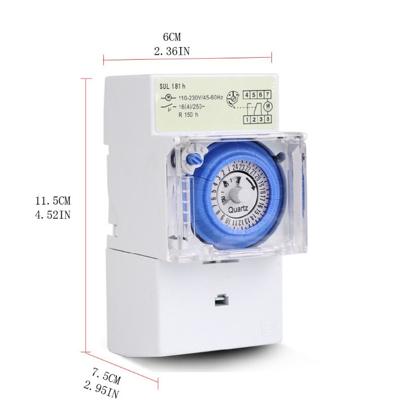 Sul 181h mekanisk timer switch 220v 16a 24h 8 inställningar manuell/autostyrning