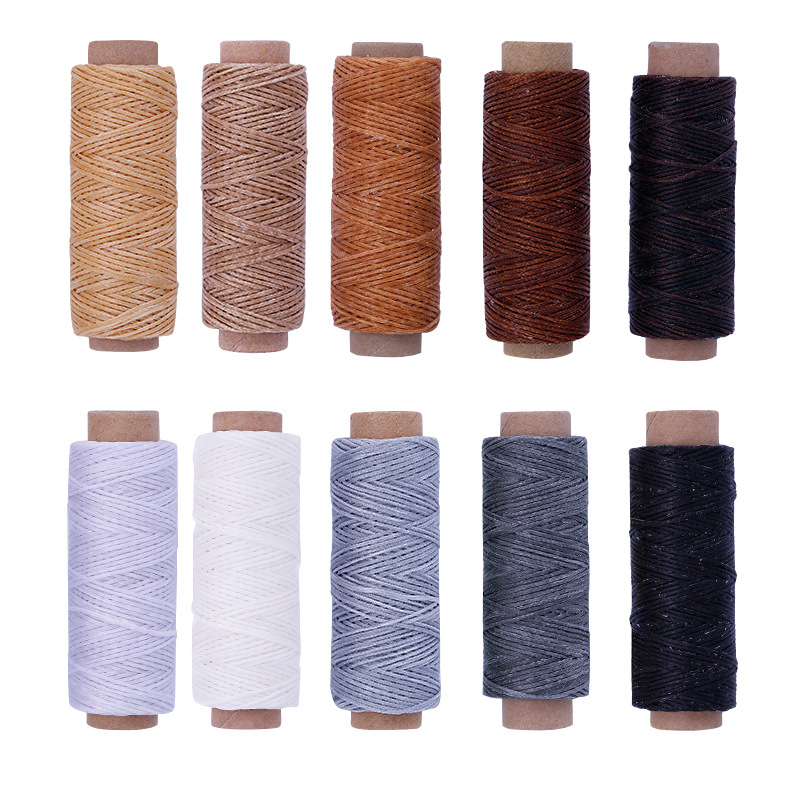 24/10Colors Flat Waxed Thread 50/30M Leather Sewing Thread DIY Hand Work Leather Thread Set For Leather Wallet Bag Shoes Repair