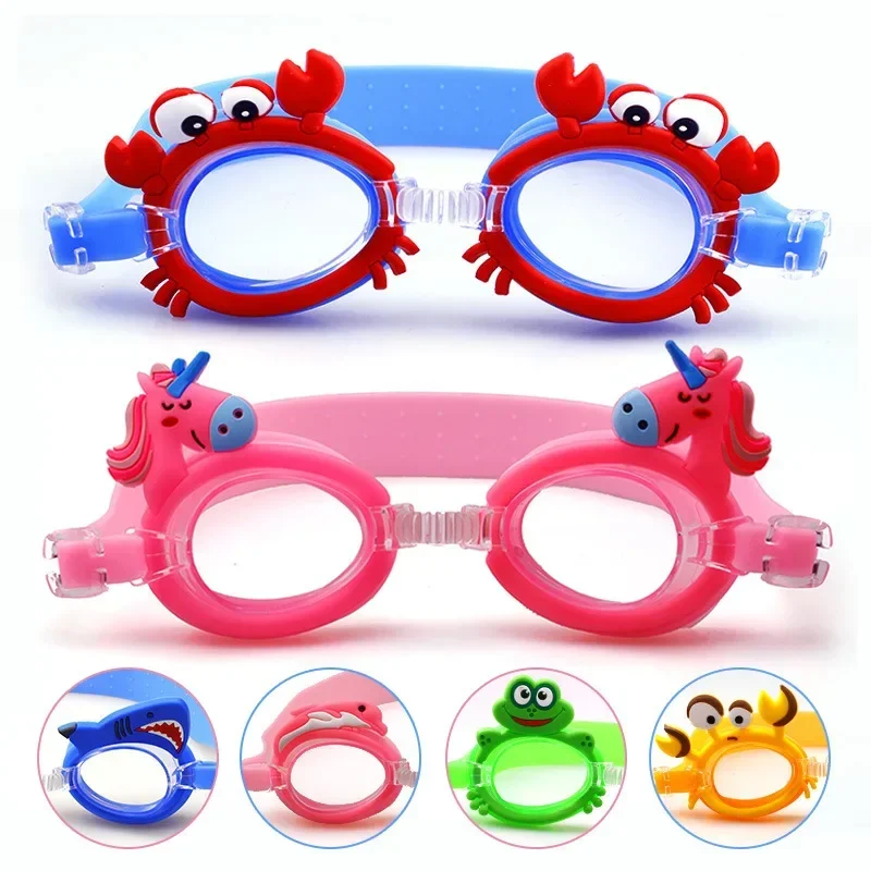 Lunettes de natation en silicone pour enfants, bandages souples réglables, élastiques et étanches, équipement de piscine pour filles, dessin animé mignon