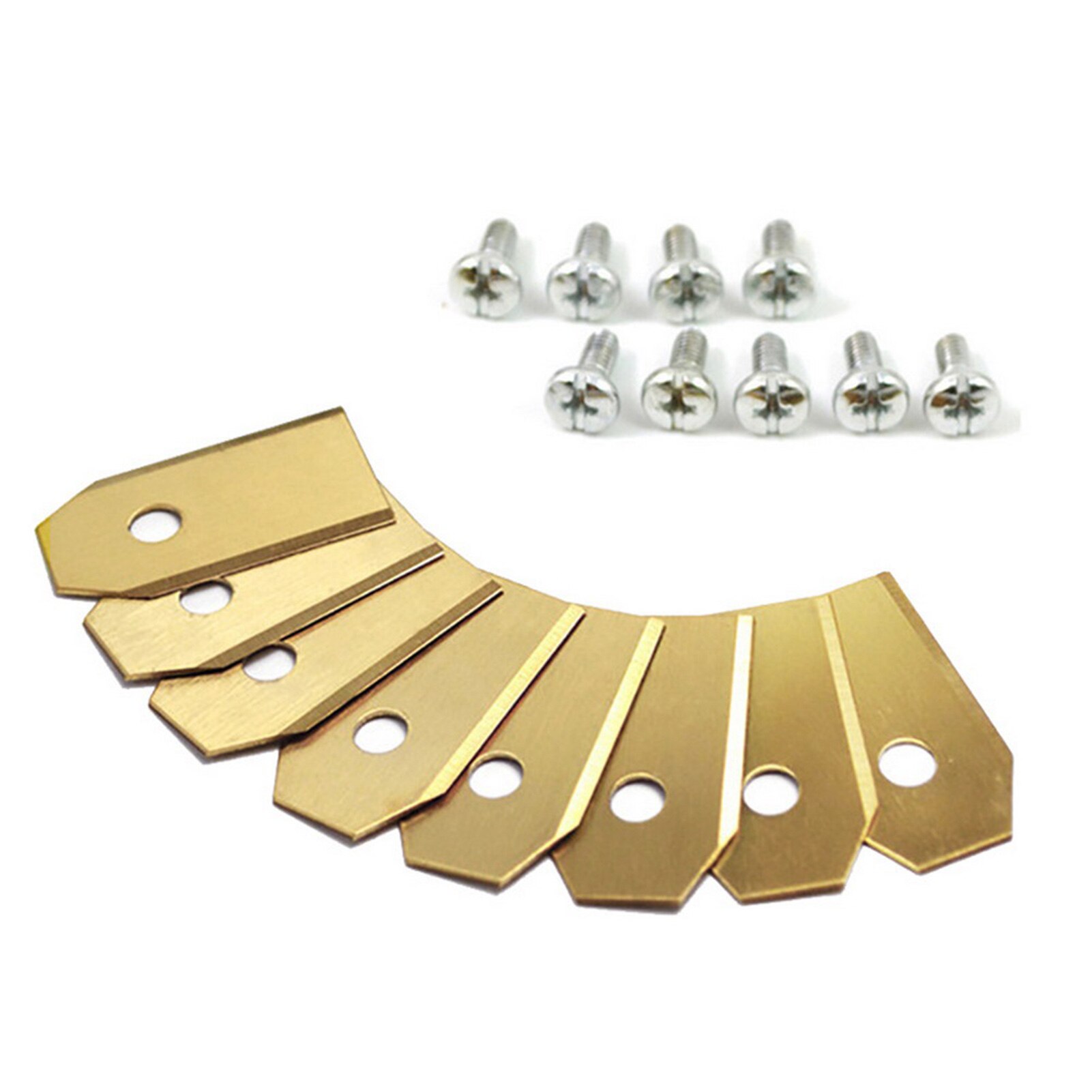 Outdoor Gardening Lawn Mower Blade Set Golden Titanium Plated Garden Machinery Lawn Mower Blade Set With Screws