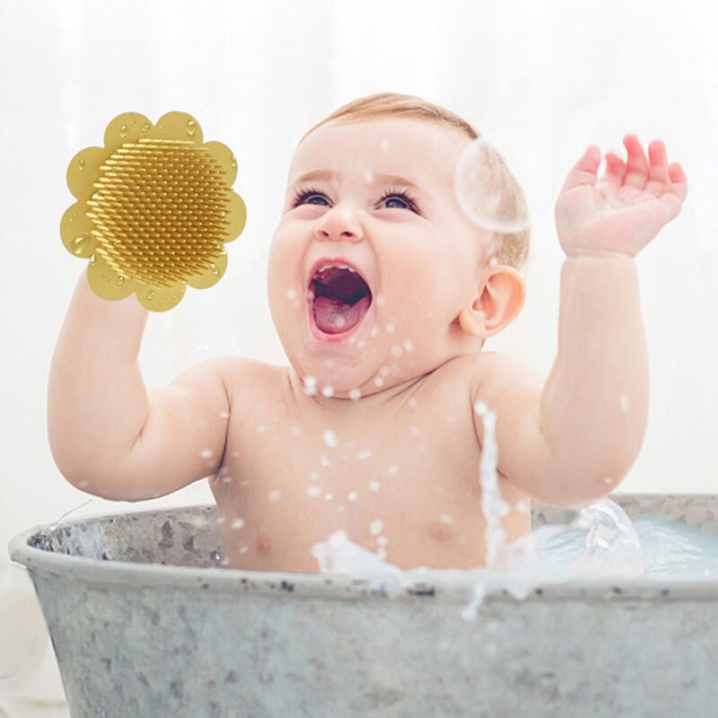 Escova infantil de silicone, escova de shampoo para banho e bebês, ferramenta de cuidados para crianças