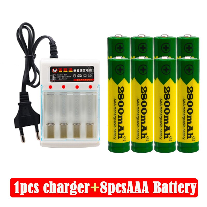 Aaa Batterij Alkaline 2800 Mah 1.5 V Aaa Oplaadbare Batterij Voor Batterij Afstandsbediening Speelgoed Batterij Licht Batterij + Lader