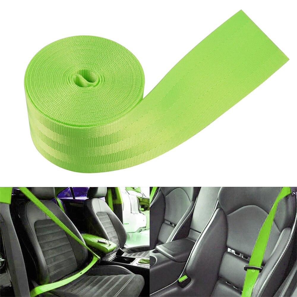 Bil 3.6m sikkerhedssele bælte polyester sæde lap indtrækkelig nylon sikkerhedsrem rød / blå / grøn universal – Grandado