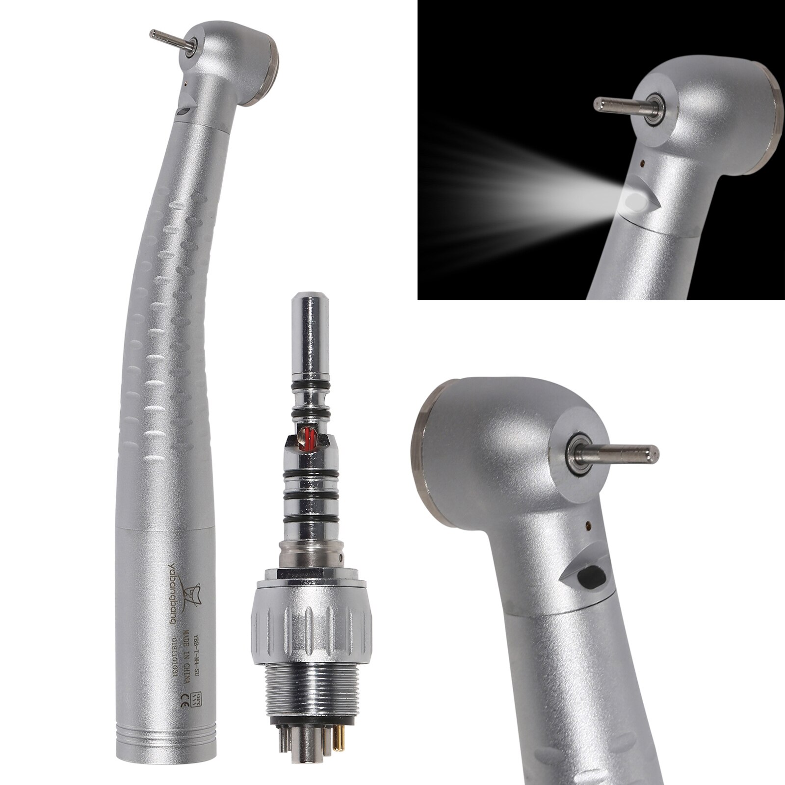 6- gats standaard grote kop enkelvoudige watersproeirotor & 6- gats led-snelkoppeling glasvezel hogesnelheids handstuk tandheelkundig instrument