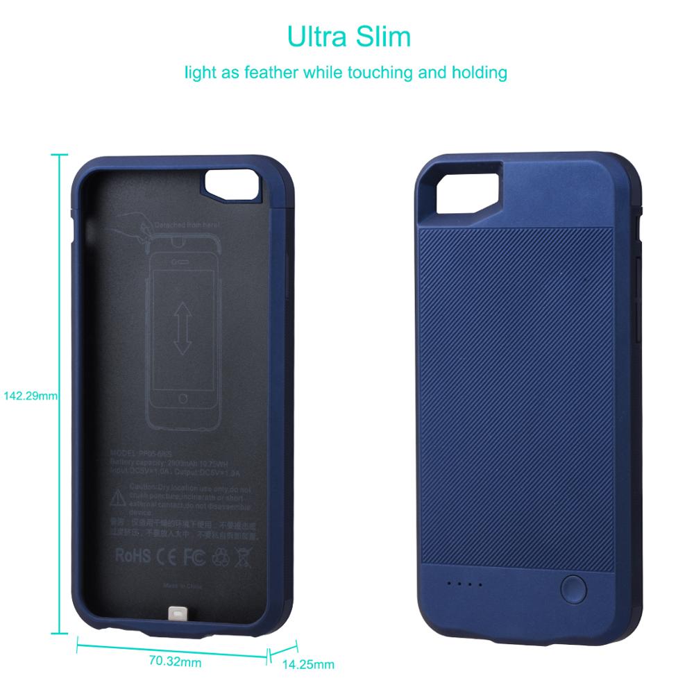 2800Mah Batterij Oplader Voor Iphone 7 8 Plus Batterij Case Ultra Slim Externe Back Pack Charger Power Bank opladen Case