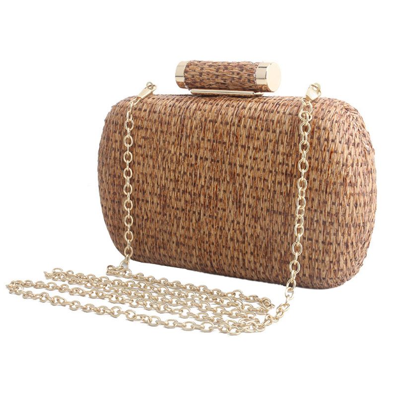 Mode Vrouwen Stro Handtas Avondtasje Dame Stijlvolle Wedding Party Clutch Purse Vrouwelijke Prom Keten Schoudertas Shopping Tote