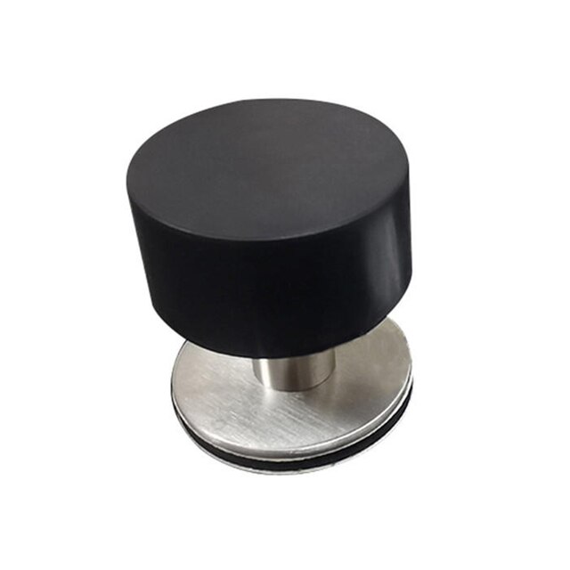 Non Punch Door Stopper Adhesive Door Stops Heavy Duty Stainless Steel Rubber Stopper With Sound Dampening Bumper 2022 A9635: Black