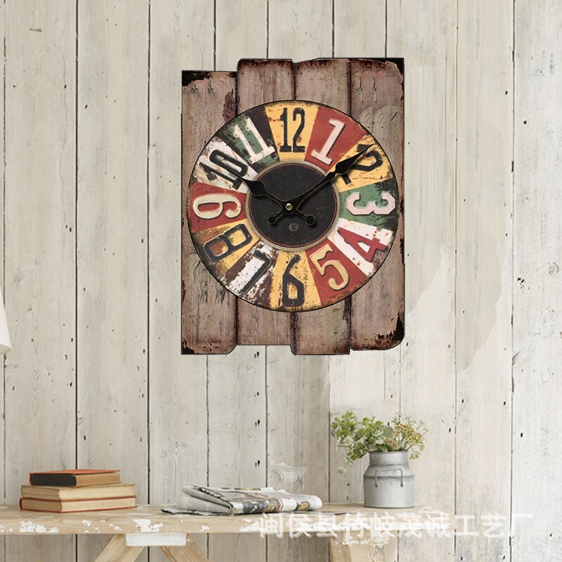 Reloj de pared cuadrado grande, de madera, Retro, , Vintage, decoración para el hogar, reloj de pared silencioso, Orologio Da Parete D079