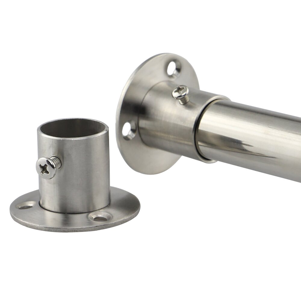 Tiazza 1pc rustfrit stål justerbar rund garderobe beslag hardware hængende skinne stang ende beslag understøtter skab pol stikkontakter
