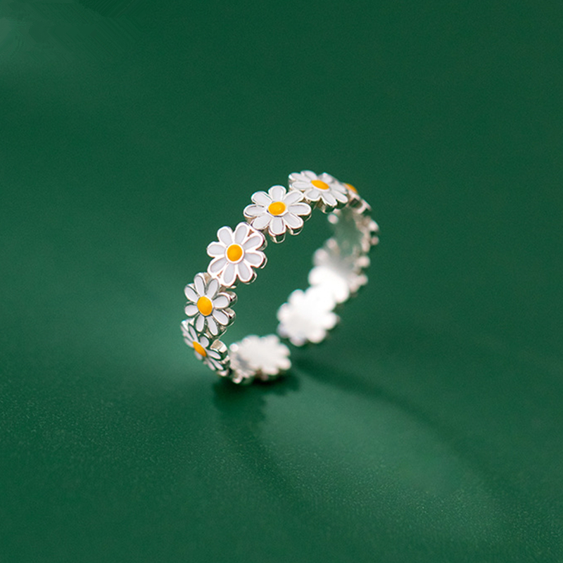 925 stapelbare ringe aus sterlingsilber mit gänseblümchenmotiv, emailliert, weiß-gelb, fingerringe für frauen, mädchen und kinder, charmanter schmuck, ideal für dating-anlässe