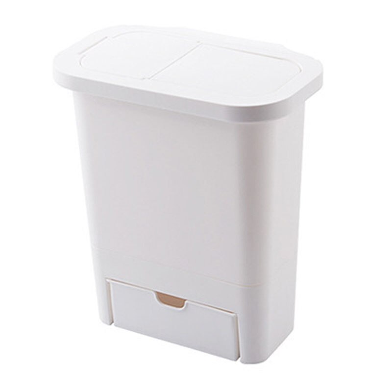 Kitchen Cabinet Door Hanging Trash Can with Lid Wall-mounted Waste Baskets Push-top Trash Garbage Bin Can Rubbish Container: Default Title