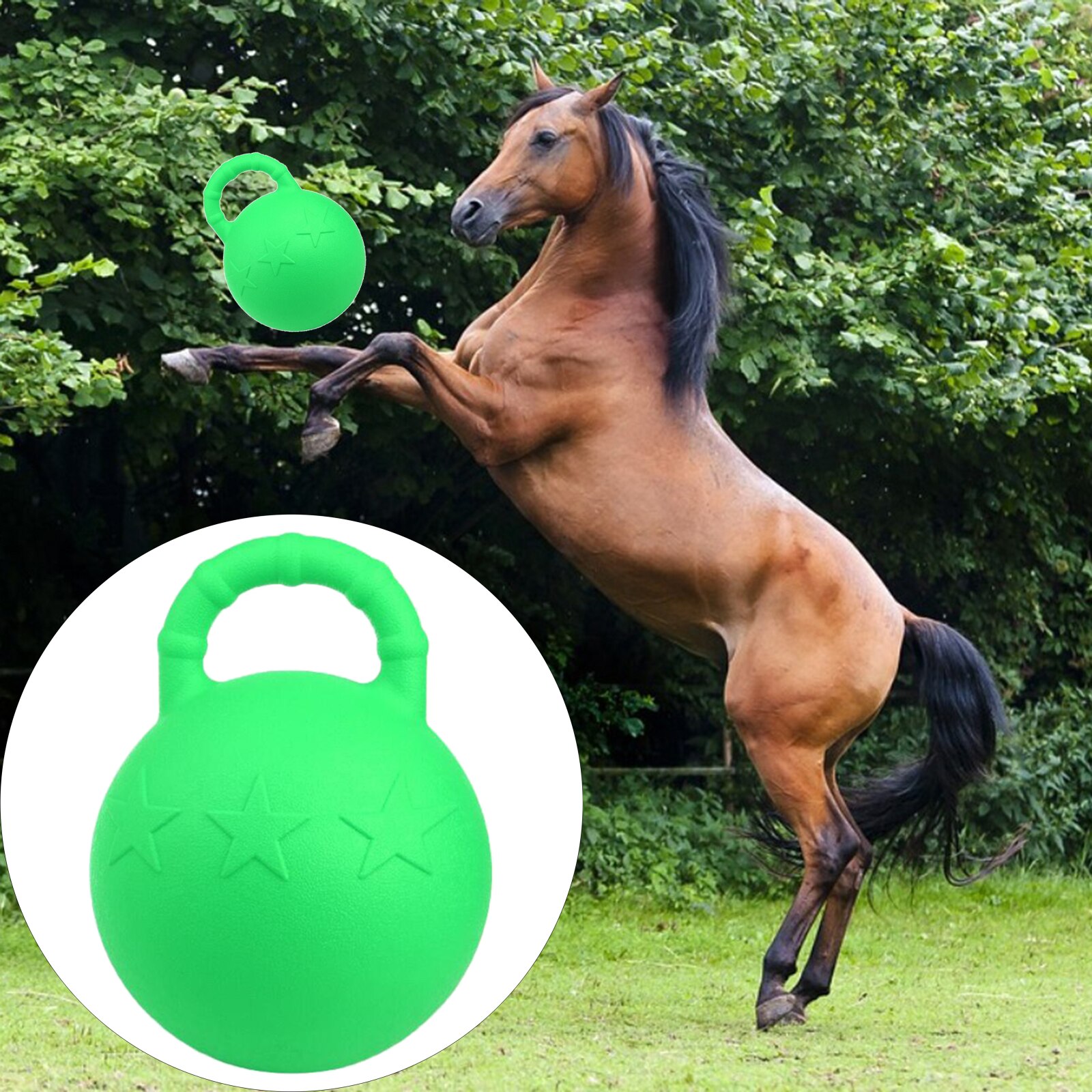 Rubber Equine Chew Play Ball 25cm Horse Large Pets Pony Dogs Soccer Ball Play Toy: Light Green  