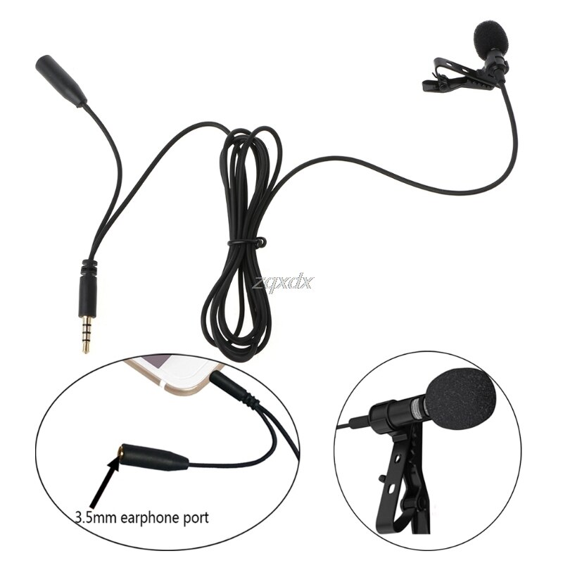 Clip-On Lapel Hands-Free Microphone Mic For PC Laptop Tablet Cell Phone