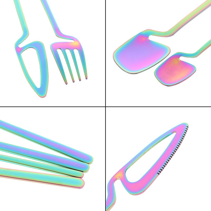 4Piece Rainbow Cutlery Kitchen Utensil Set Cutlery Set Stainless Steel