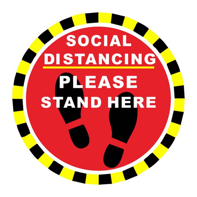 5pc Public Area Social Distancing Floor Sticker Waterproof Self Adhesive Safety Floor Sign Sticker for Crowd Control Guidance: 4 / Diameter 30cm