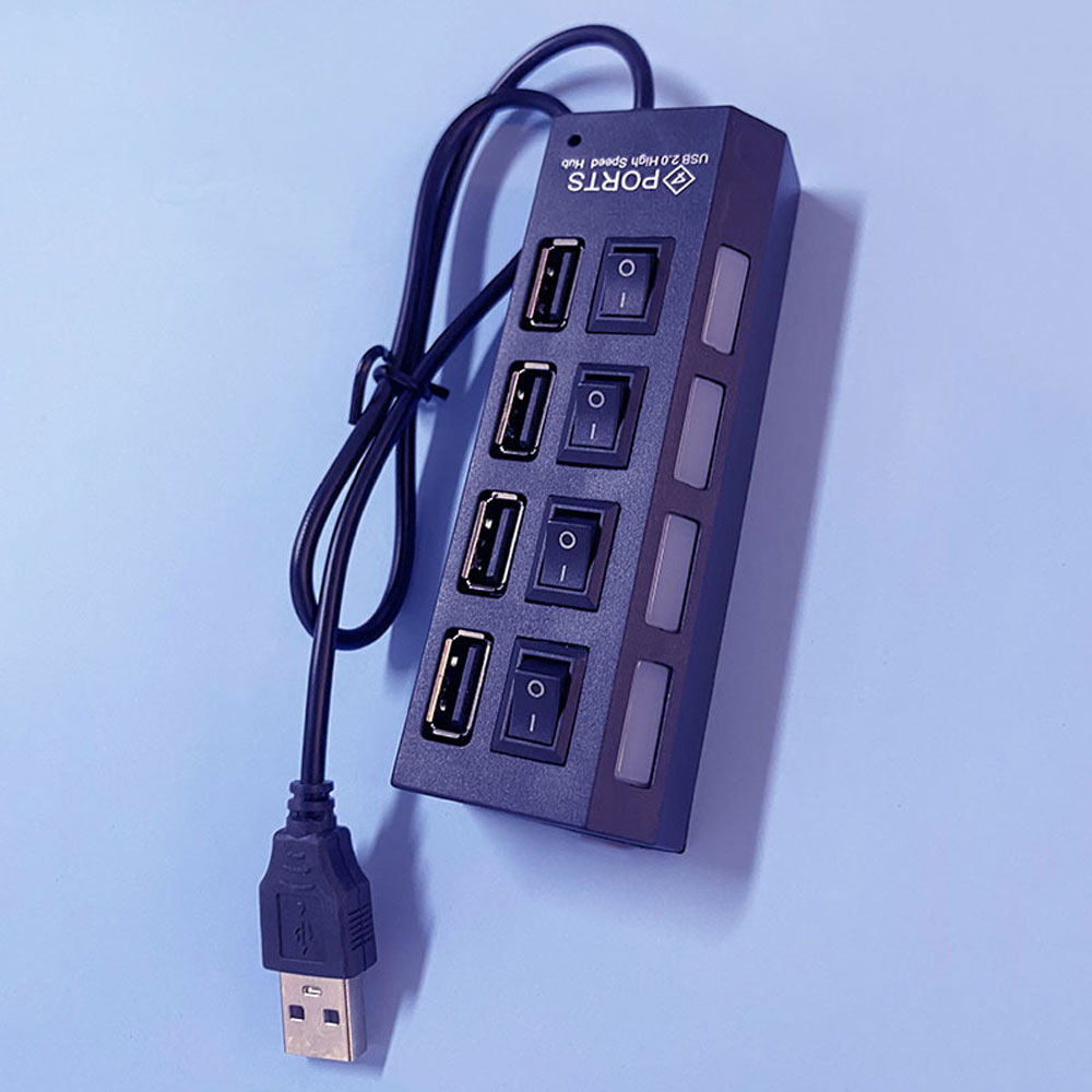USB-hubsplitter met individuele schakelaar USB 4/7-poortsplitter Individuele schakelaar USB-adapterhub Multi-poorts stopcontact Aangedreven AAN/UIT: Bruin