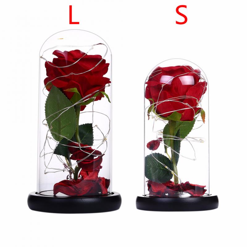 Led Creatieve Romantische Cadeau Rose Lamp Eeuwige Bloem Licht Glas Cover Bruiloft Romantische Valentijnsdag