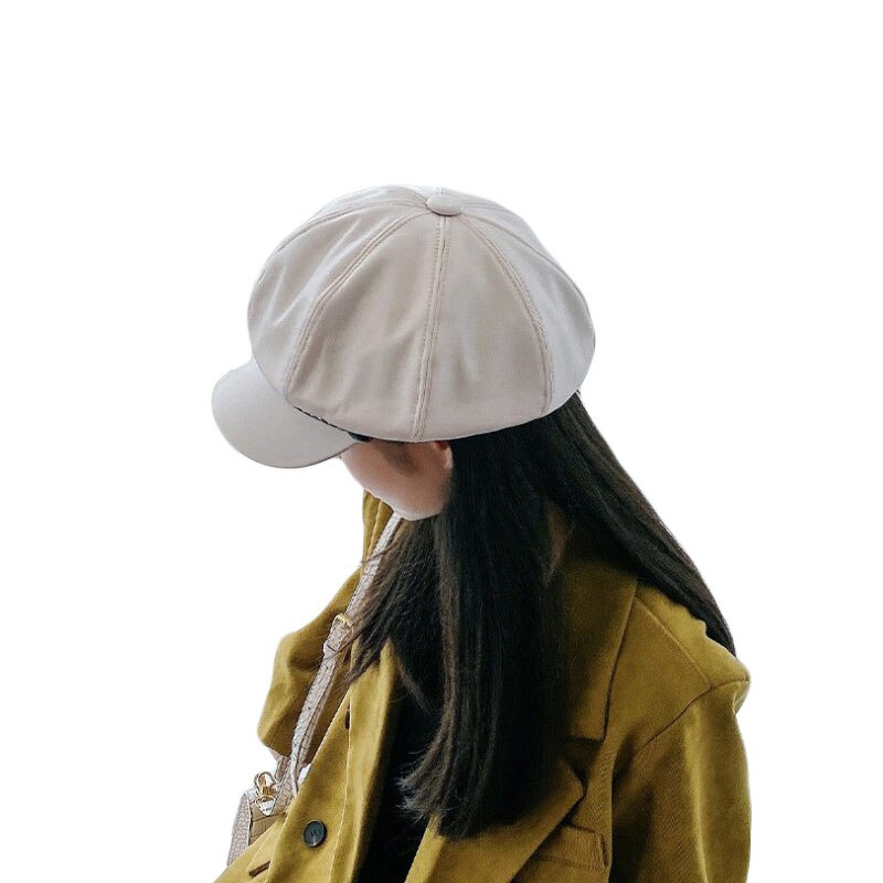 Boinas de otoño e invierno de las mujeres de los hombres sombrero Vintage artista pintor capitán, marinero gorra de boina de plano liso algodón chico Cap: white