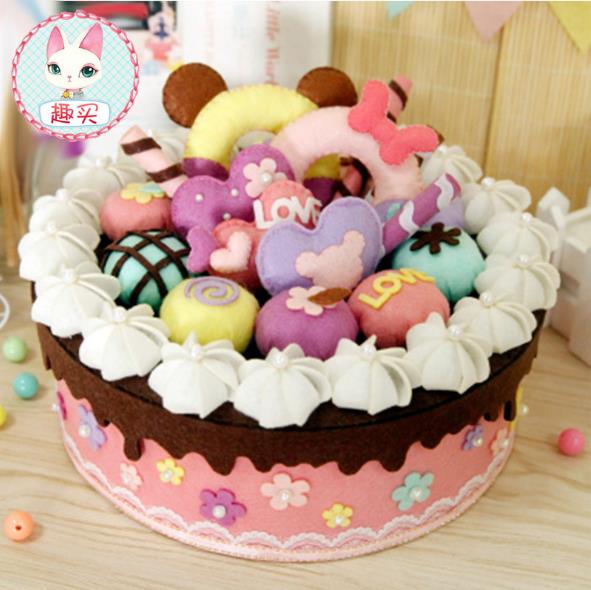 Filzen kit filz diy handwerk Handgemachte bunte kuchen Lagerung Fall Für Kinder Geburtstag Speziellen Fühlte DIY Paket: Dark Khaki