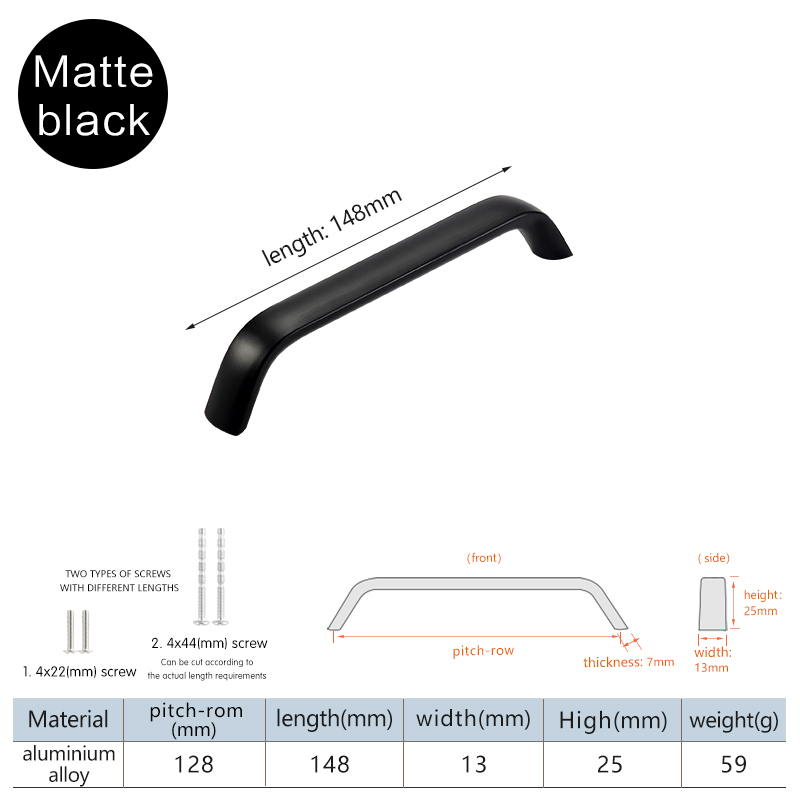 Minimalistisch modern meubilair kastdeur lade lange handgrepen voor badkamerkast zwarte aluminiumlegering: nikkel
