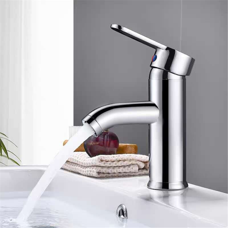 Enkel Handvat Badkamer Wastafel Kranen Koud Mixer Basin Sink Tap Zwart E5BE: D