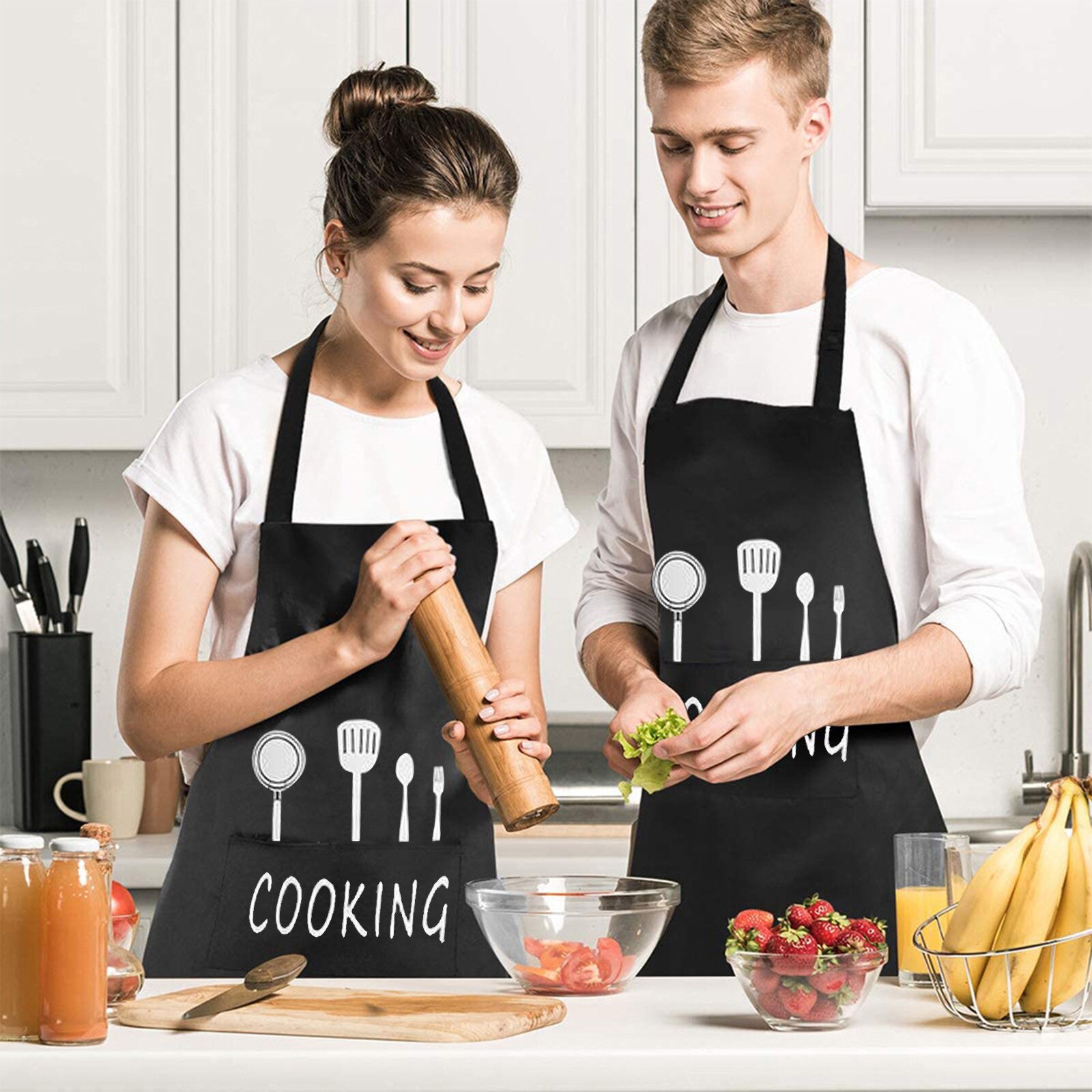 Unisex padre adulto la cocina de la familia estampado bonito familia delantales delantal de cocina