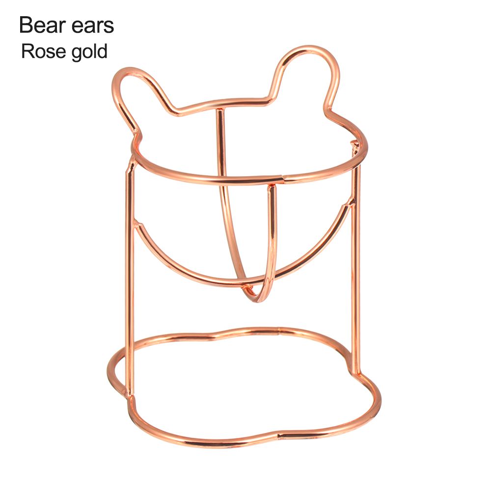 Make Up Puff Shelf Puff Storage Rack Sponge Drying Stand Holder Drying Rack Makeup Egg Bracket Metal Drying Tools: rose gold Bear ears