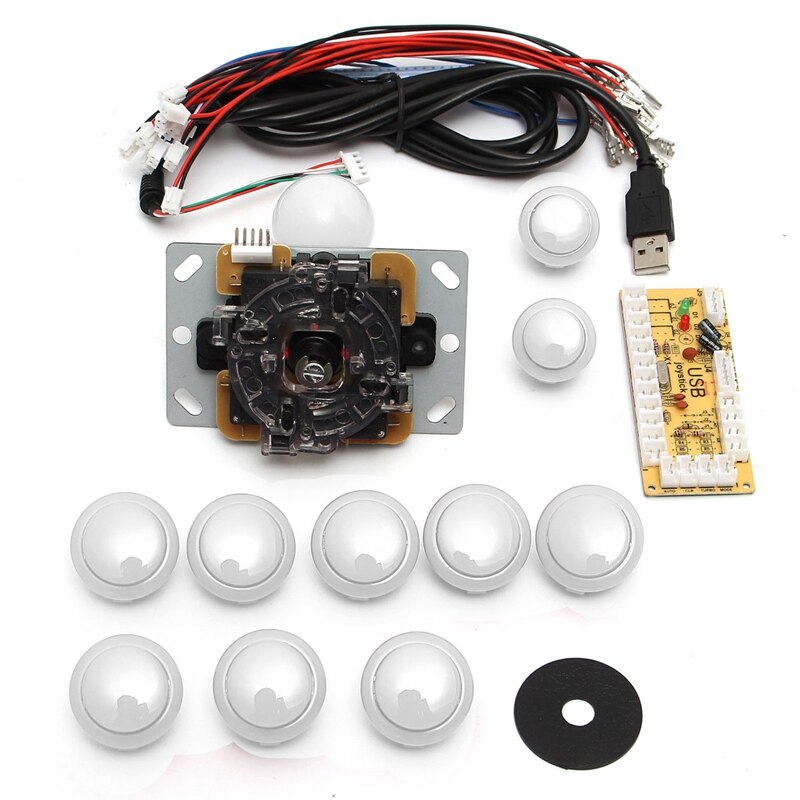 Diy Arcade Joystick Handvat Set Kits 5 Pin 24Mm/30Mm Push Knoppen Onderdelen Usb Kabel Te pc Encoder Plaat &amp;