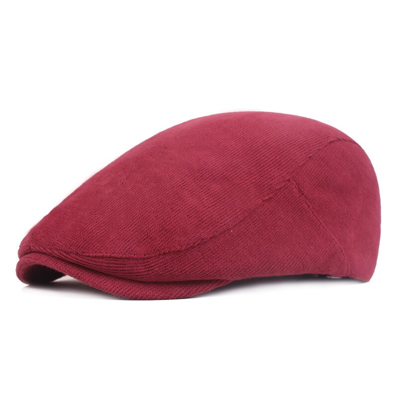 SLECKTON Newsboy Cap for Men Winter Knitting Beret Hat Herringbone Caps Adjustable Hats Dad Hats Casquette Gorras: Red