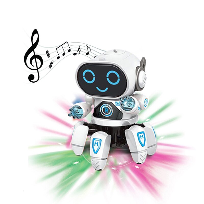 Danza Elettrico a Sei artiglio Piccolo 6 Robot con Le Luci di Musica Robot Giocattoli Educativi Per Bambini Di Natale Regalo Di Compleanno