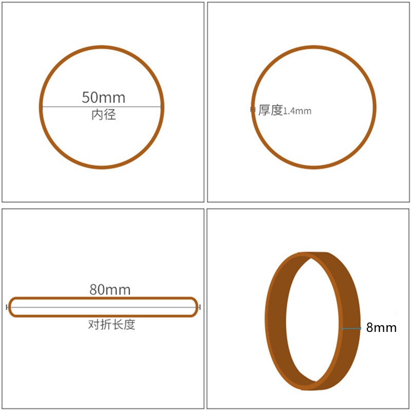 Bandas de goma elásticas de 50x8mm, sujetadores usados para suministros de papelería de oficina y escuela, bandas elásticas resistentes de goma