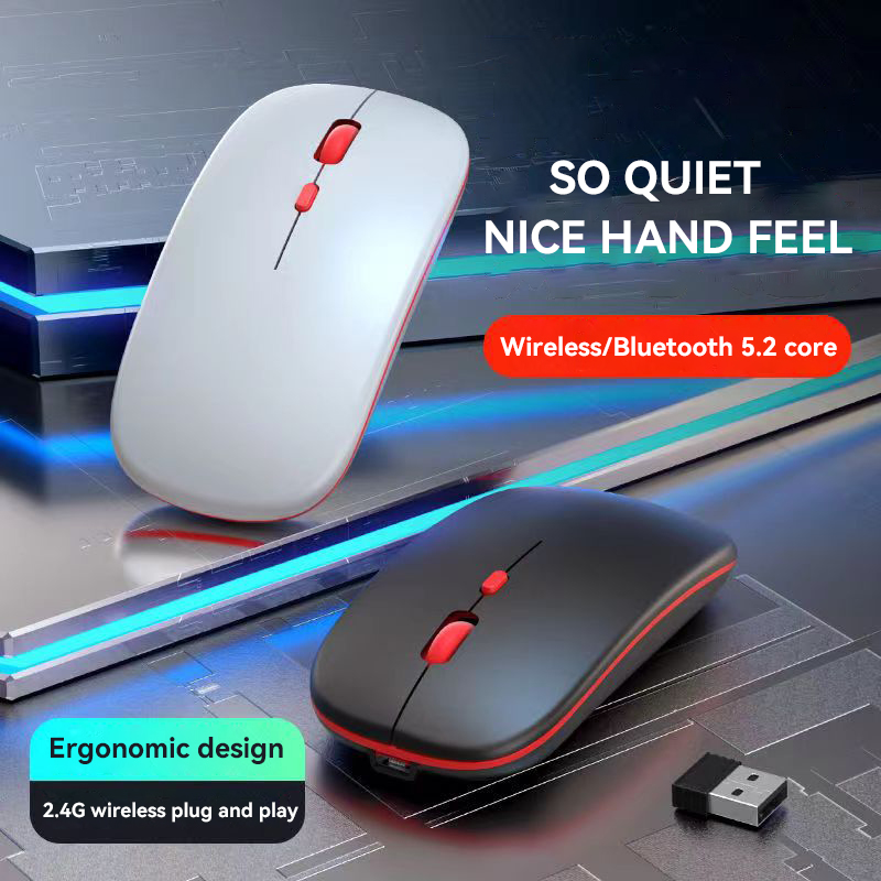 2.4 ghz:n langaton bluetooth-hiiri, ladattava, hiljainen, ergonominen, kaksoismalli, minikokoinen kannettava, dpi:llä säädettävä näppäimistö
