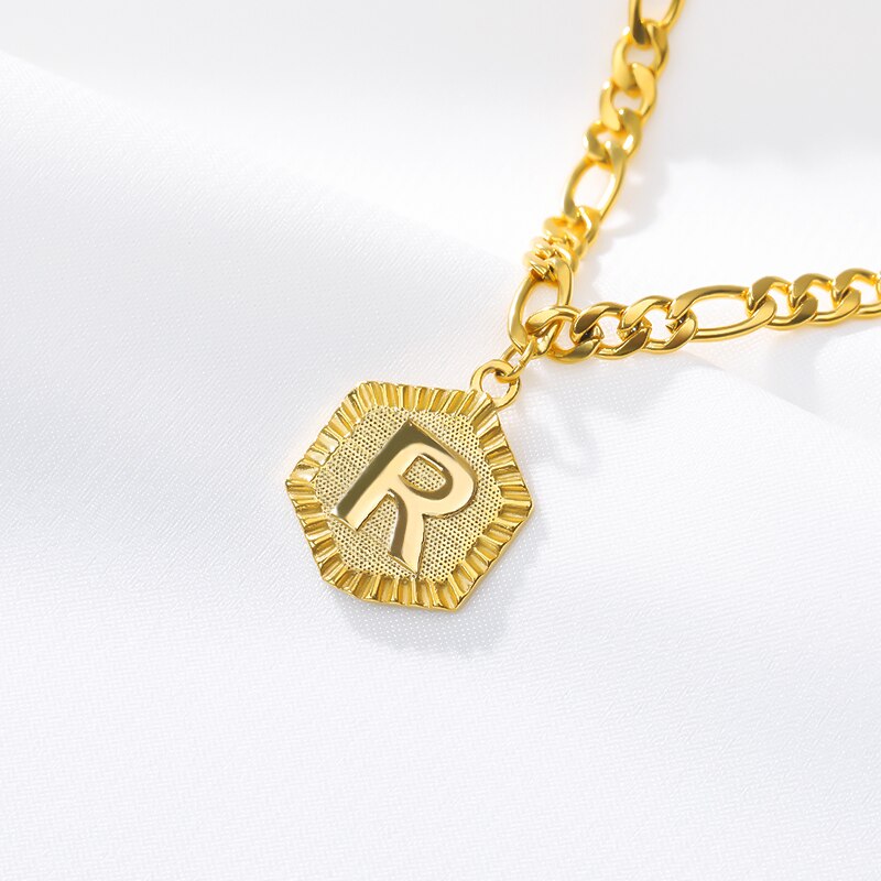 Hexagon A-Z knapp Initial Fußkettchen Für Frauen Gold Edelstahl Fuß Kette Weibliche Knöchel Armbinde Auf sterben Bein Schmuck: R
