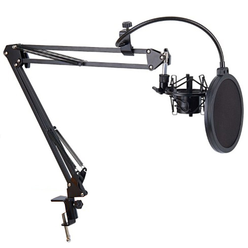 Pro Desktop Microphone Suspension Scissor Arm Microphone Stand Table Mounting Clamp for Samson Blue Yeti Snowball