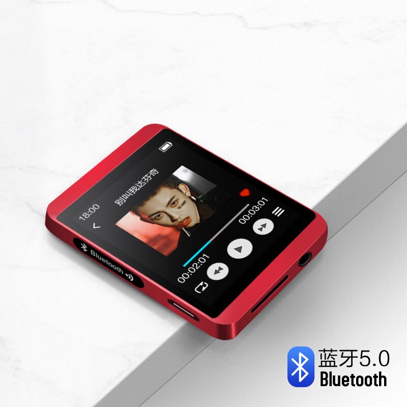 RUIZU M5 Sport Bluetooth MP3 Spieler 8GB 16GB voll berühren Bildschirm Mini Clip Musik-Spieler Mit FM, aufnahme, E-buch, Uhr, Schrittzähler: rot / 8GB