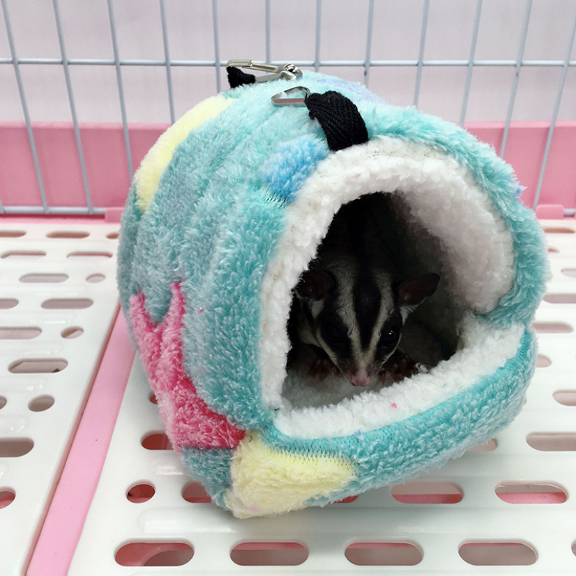 NOMOR Hamsterhuis Warme Zachte Bedden En Huizen Knaagdier Kooi Gedrukt Hangmat voor Ratten Katoen Cavia Accessoires Klein Dier: L / plum