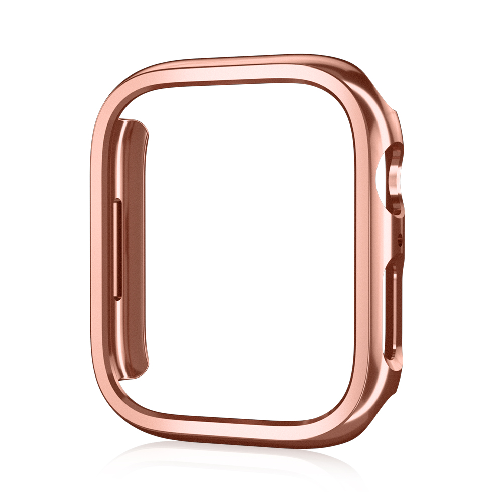 Para Apple Watch 45mm 41mm 38mm 42mm 40mm 44mm cubierta de esqueleto chapada marco duro de la caja del parachoques de PC para iWatch SE 8 7 6 5 4 3 2 1 funda: Rose Gold / 2 - 3,9 pulgadas