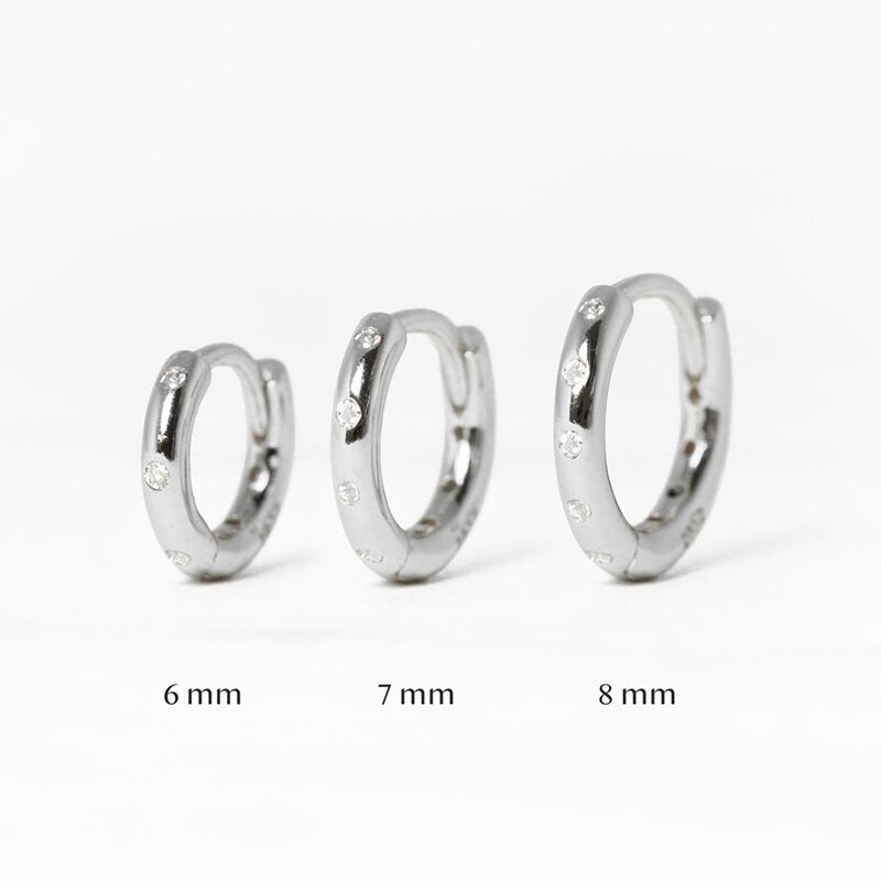 Inmaker Minimale Zirkoon Hoepel Oorbellen 925 Sterling Zilver Kraakbeen Kleine Helix Piercing Conch Oorlel Tragus Cirkel Mannen Hoops: A2 / 8mm