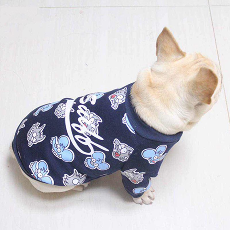 Franse Bulldog T-shirt, Hond Kleding Marineblauw Hond Vest Hond Kleding